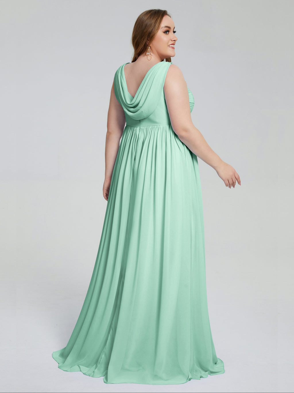 Angelina Sleeveless Plus Size Chiffon Long Bridesmaid Dresses
