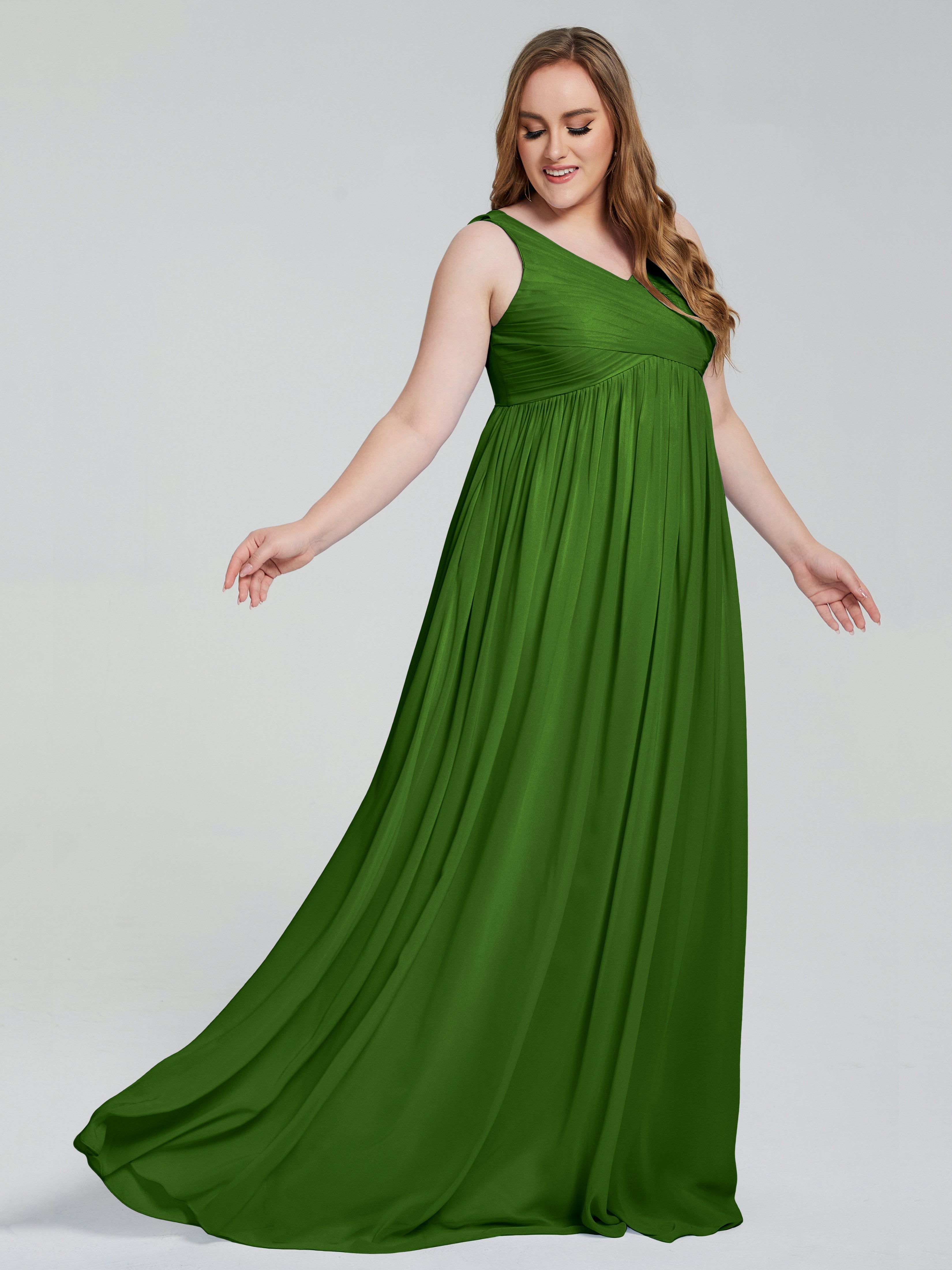 Angelina Sleeveless Plus Size Chiffon Long Bridesmaid Dresses