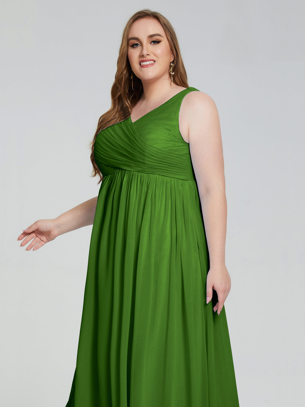Angelina Sleeveless Plus Size Chiffon Long Bridesmaid Dresses