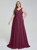 Angelina Sleeveless Plus Size Chiffon Long Bridesmaid Dresses
