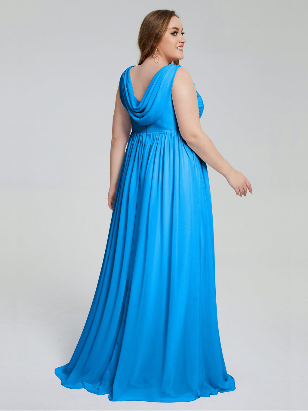 Angelina Sleeveless Plus Size Chiffon Long Bridesmaid Dresses