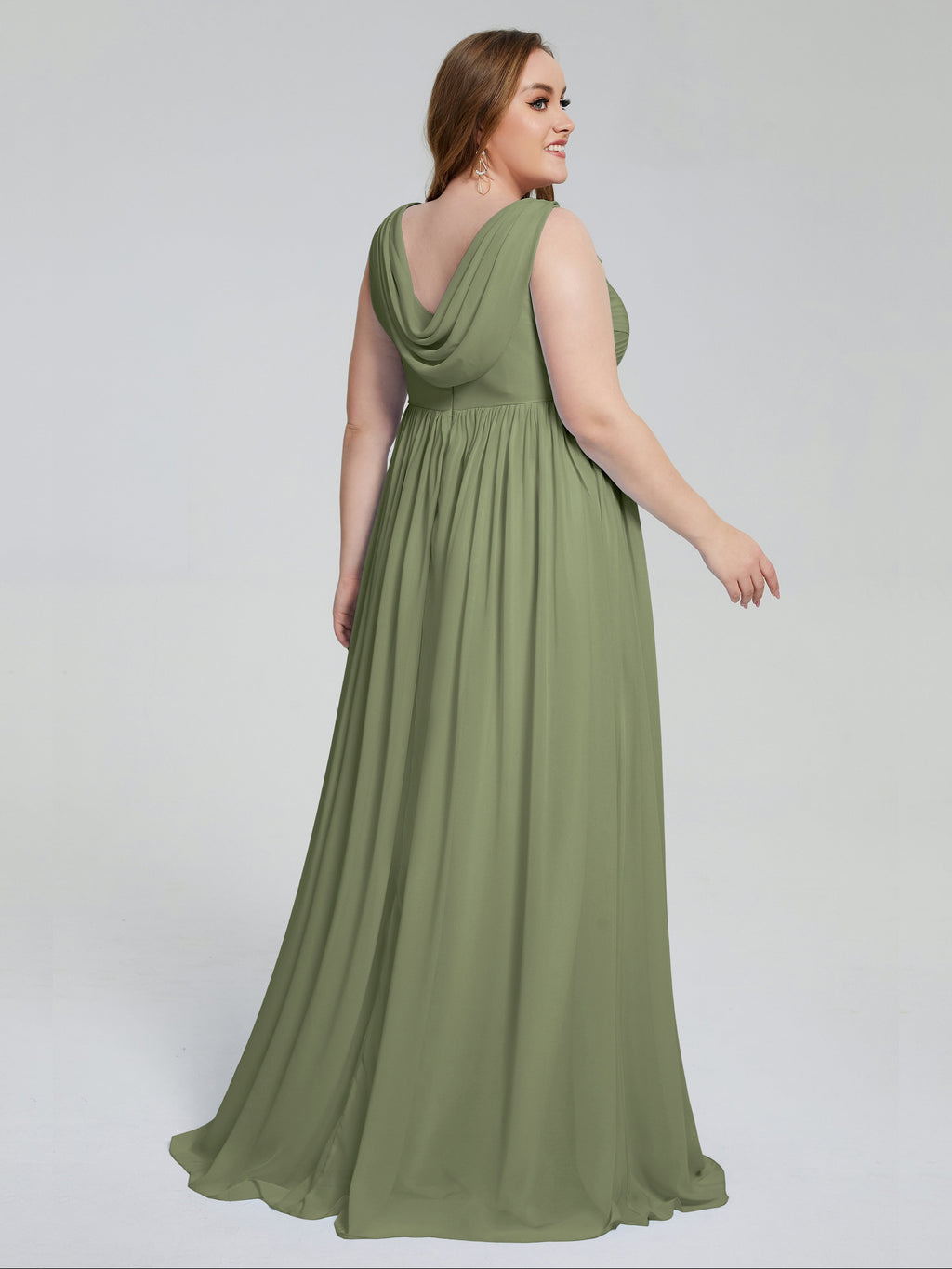 Angelina Sleeveless Plus Size Chiffon Long Bridesmaid Dresses