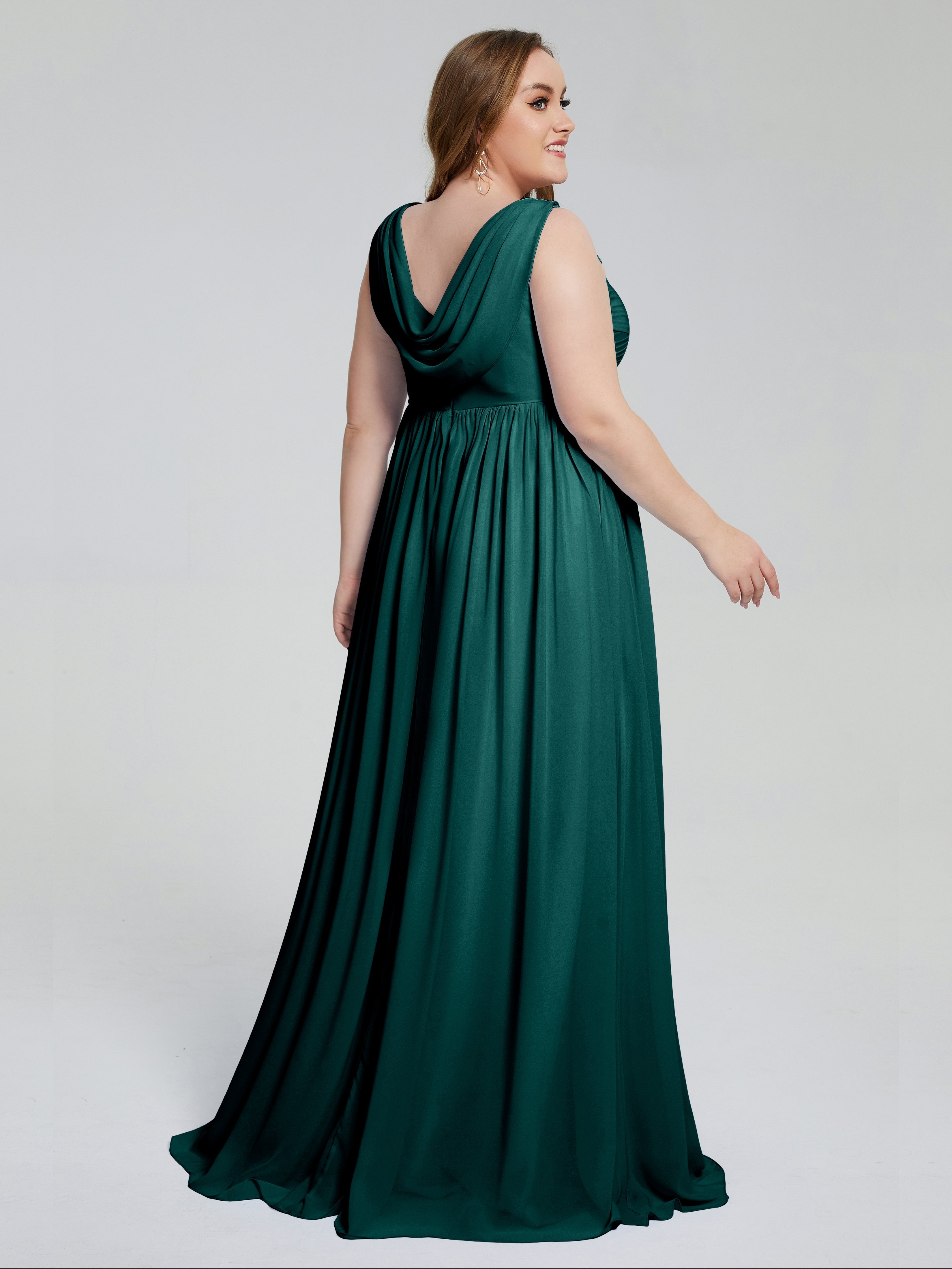 Angelina Sleeveless Plus Size Chiffon Long Bridesmaid Dresses