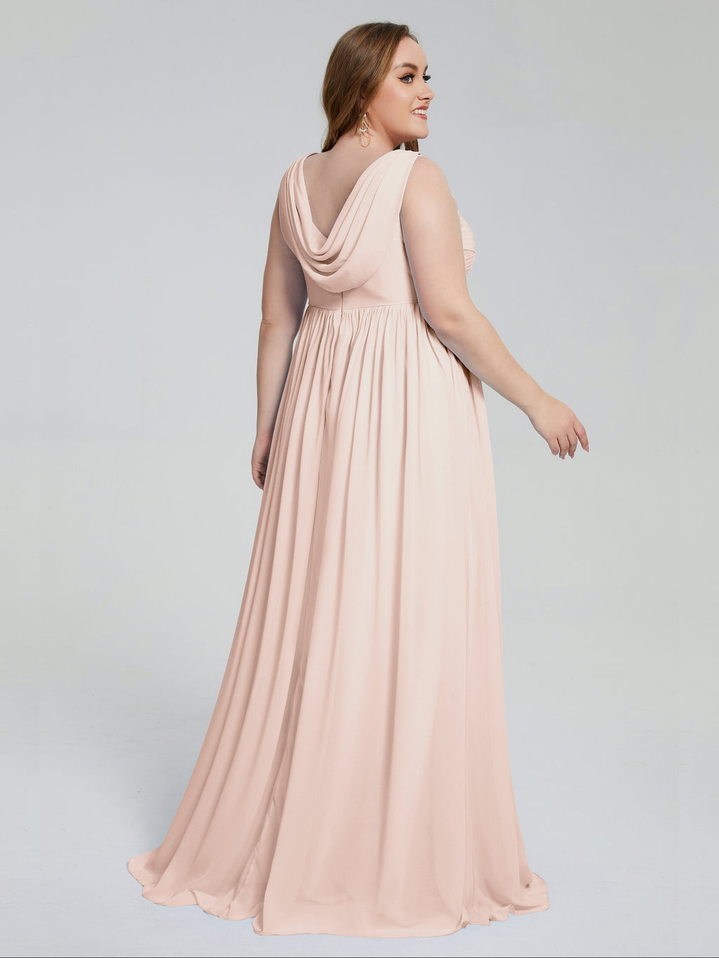 Angelina Sleeveless Plus Size Chiffon Long Bridesmaid Dresses