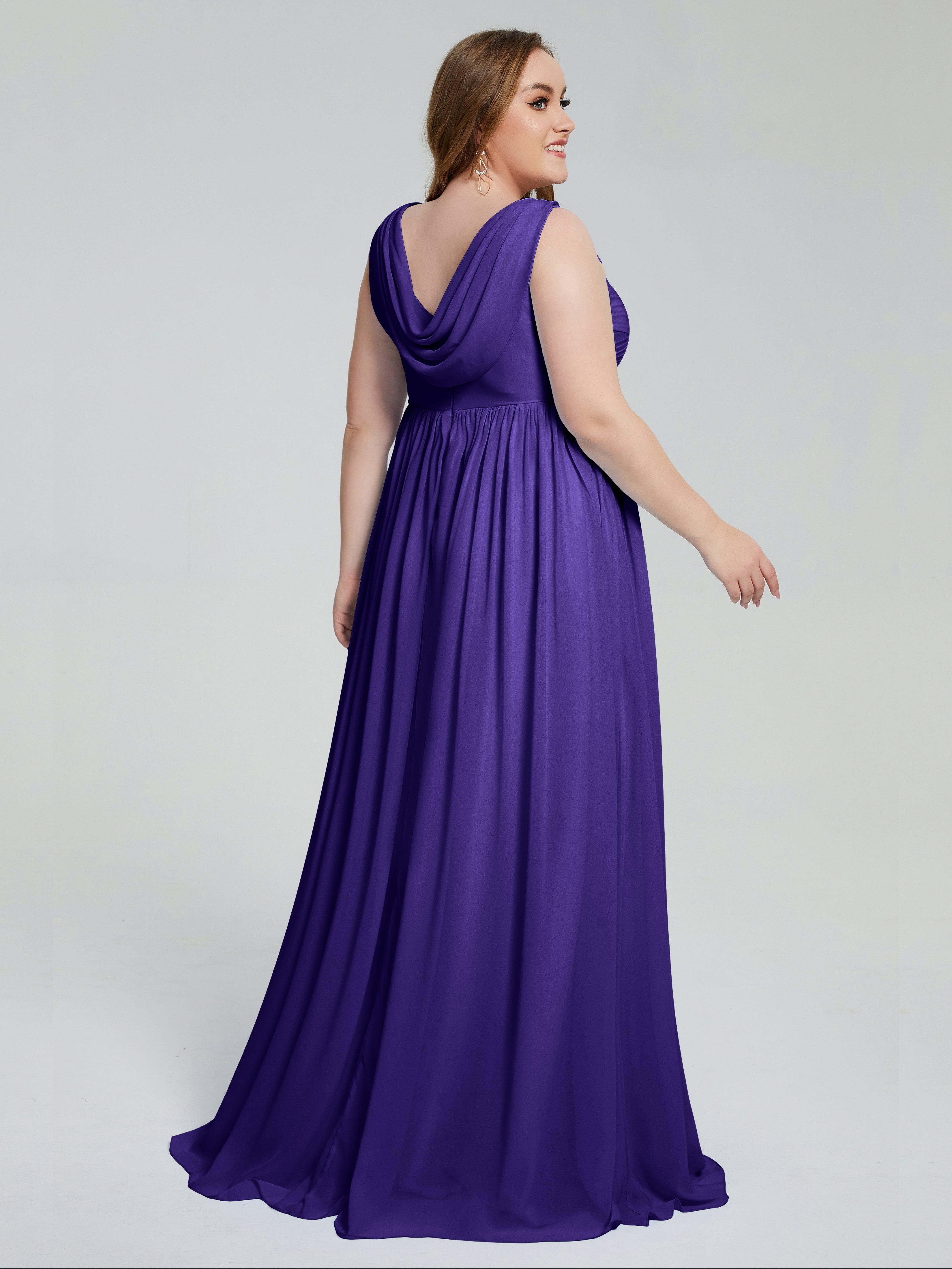 Angelina Sleeveless Plus Size Chiffon Long Bridesmaid Dresses