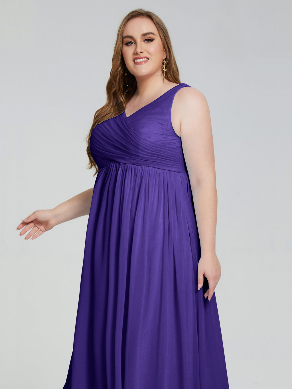 Angelina Sleeveless Plus Size Chiffon Long Bridesmaid Dresses