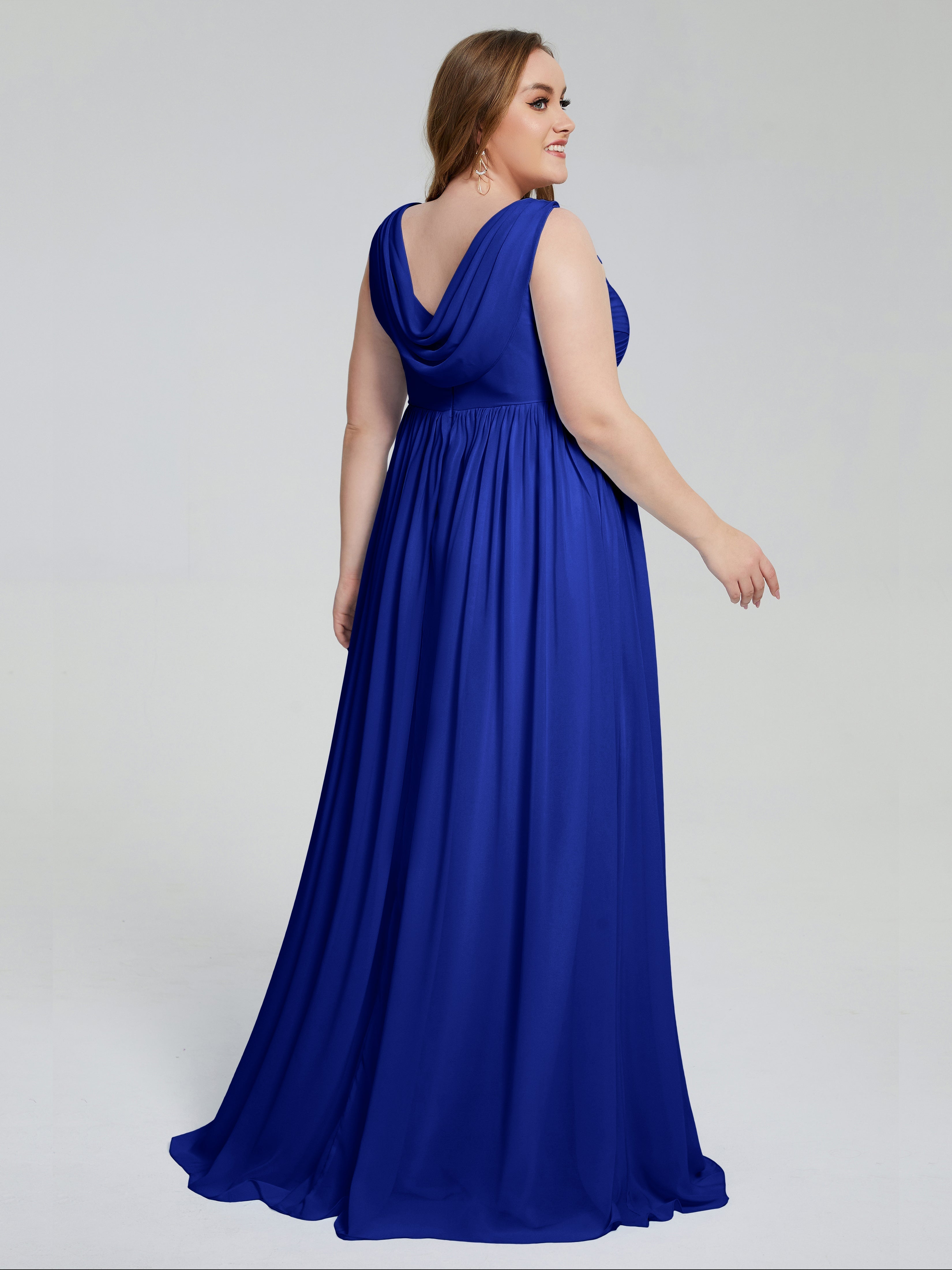Angelina Sleeveless Plus Size Chiffon Long Bridesmaid Dresses