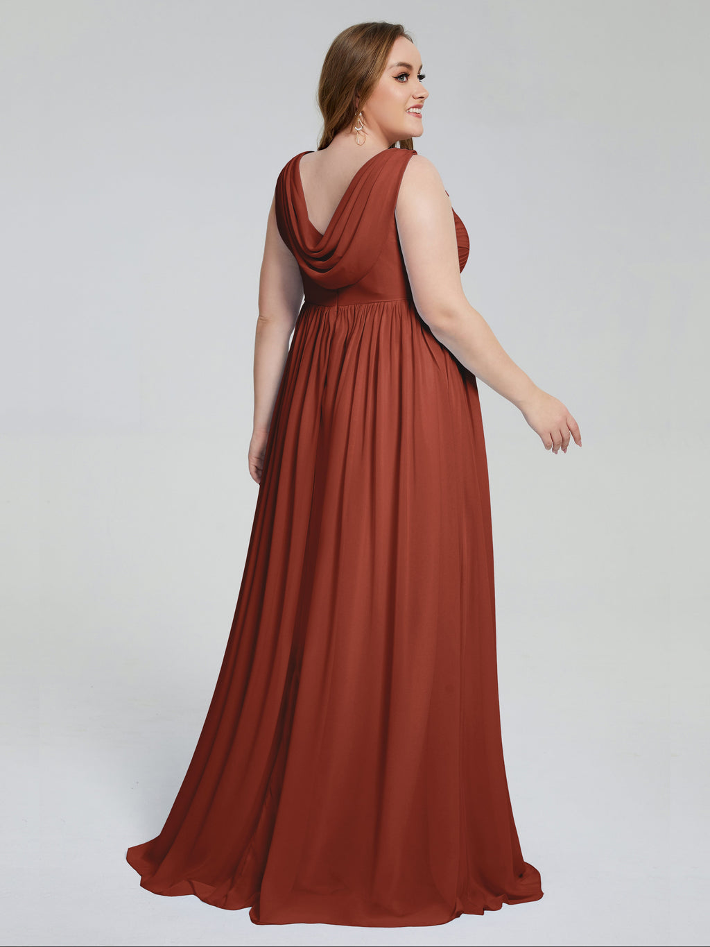Angelina Sleeveless Plus Size Chiffon Long Bridesmaid Dresses
