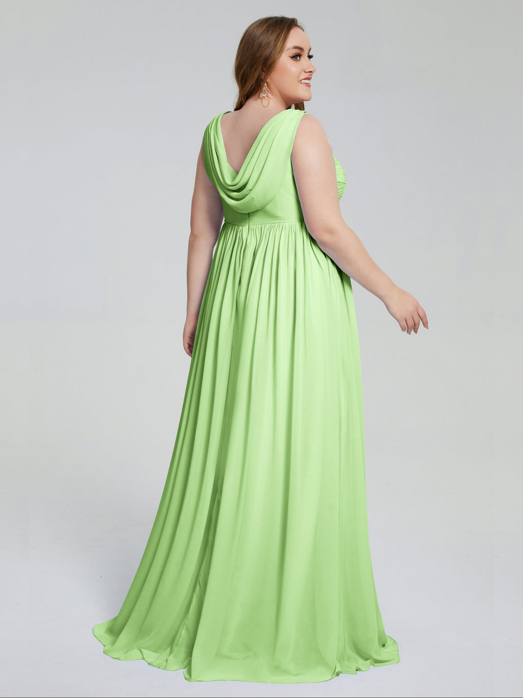 Angelina Sleeveless Plus Size Chiffon Long Bridesmaid Dresses
