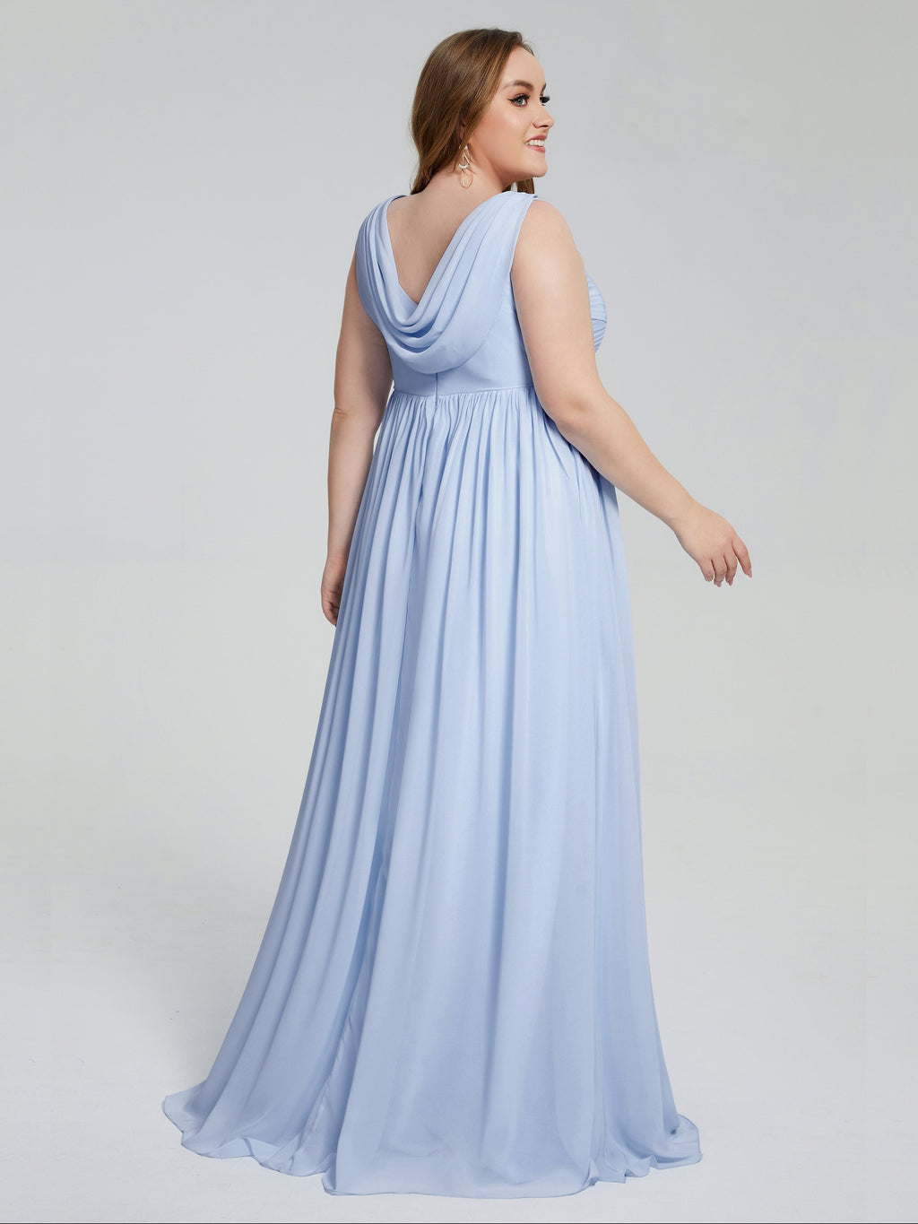 Angelina Sleeveless Plus Size Chiffon Long Bridesmaid Dresses