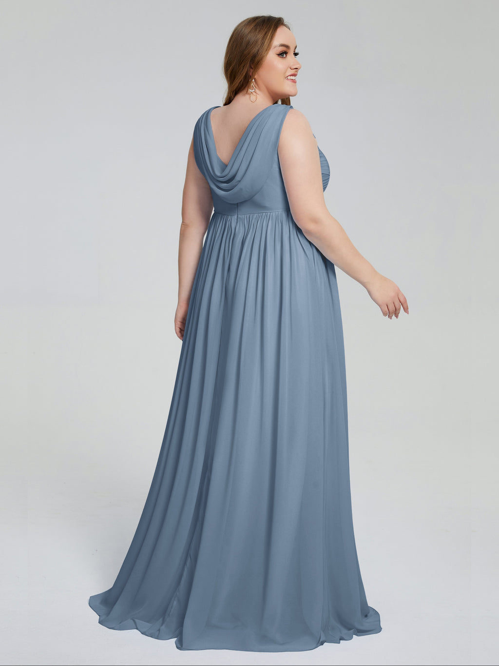 Angelina Sleeveless Plus Size Chiffon Long Bridesmaid Dresses