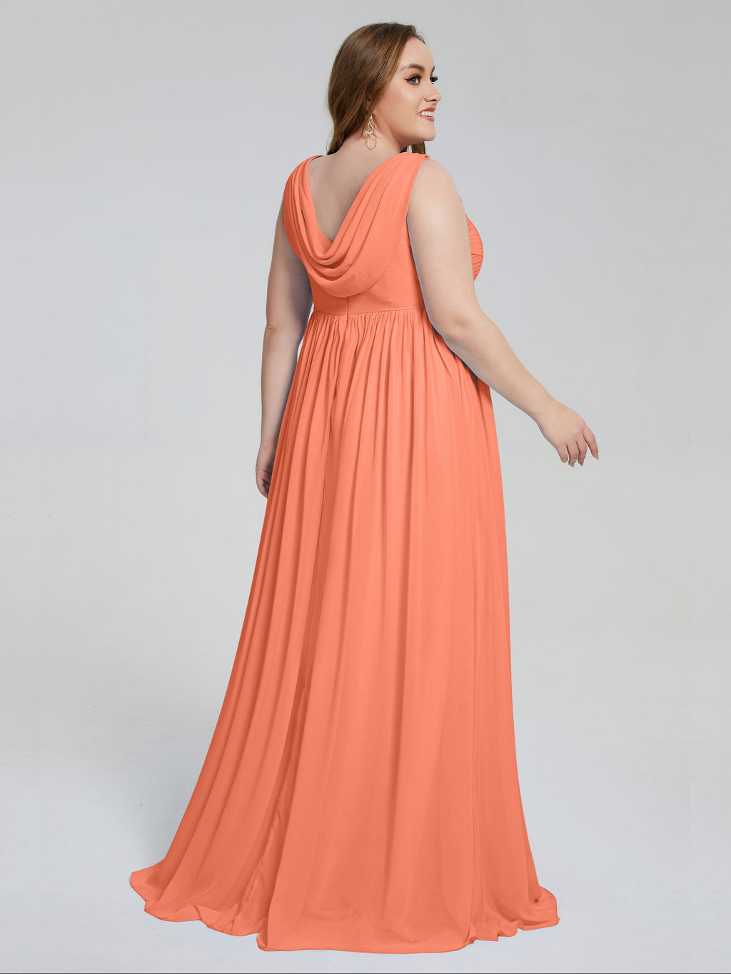 Angelina Sleeveless Plus Size Chiffon Long Bridesmaid Dresses