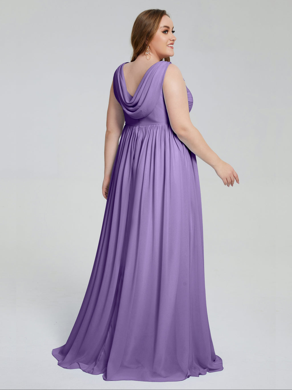 Angelina Sleeveless Plus Size Chiffon Long Bridesmaid Dresses