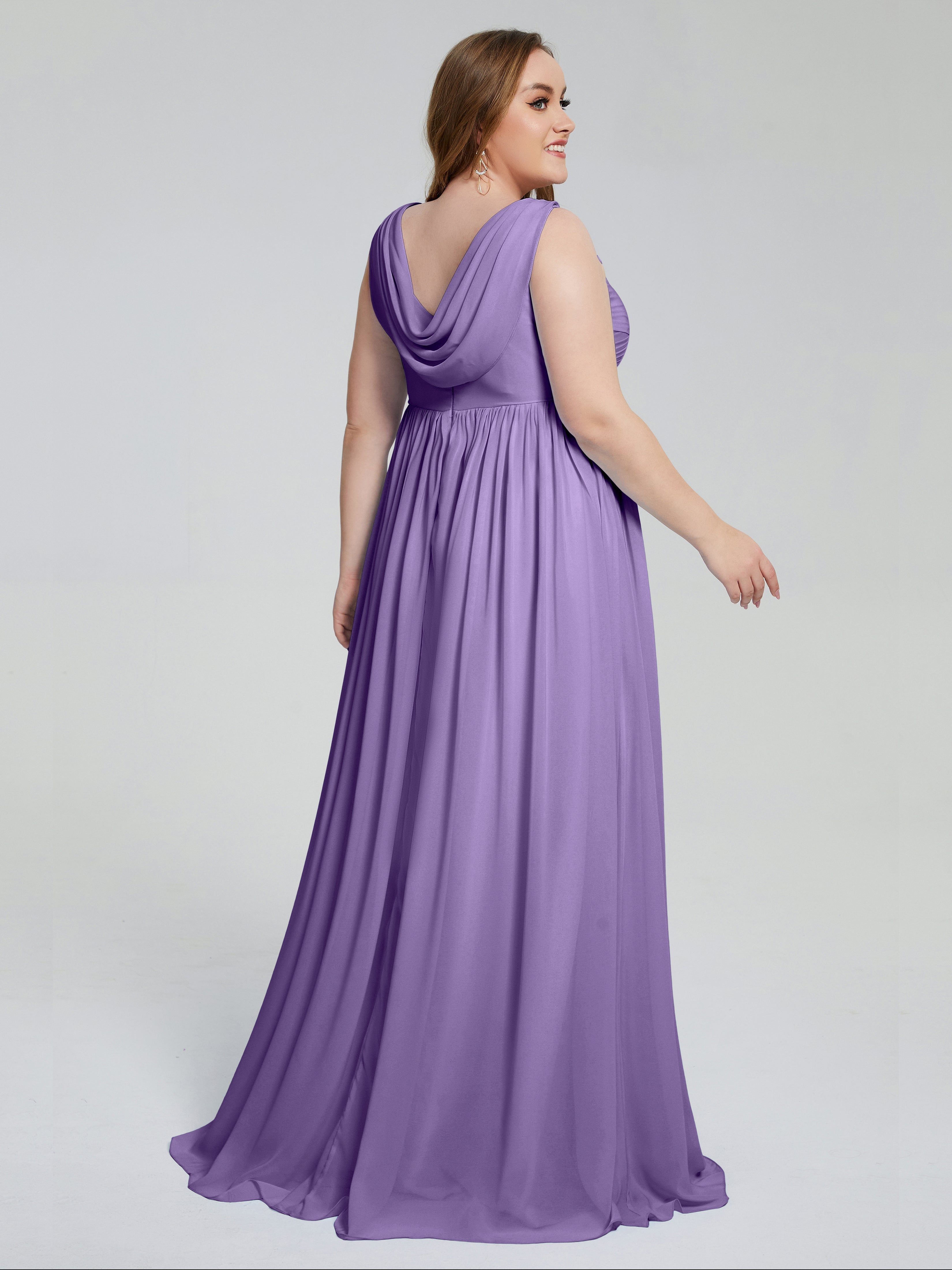 Angelina Sleeveless Plus Size Chiffon Long Bridesmaid Dresses