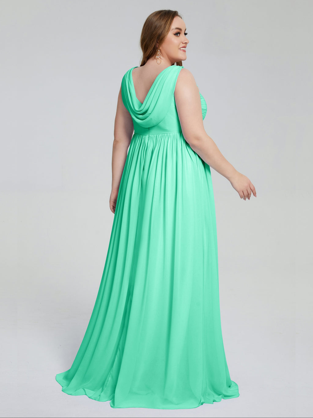 Angelina Sleeveless Plus Size Chiffon Long Bridesmaid Dresses