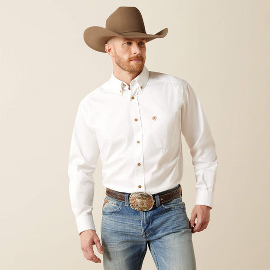 Ariat Mens Solid Twill Core Classic Long Sleeve  Button Down Dress Shirt