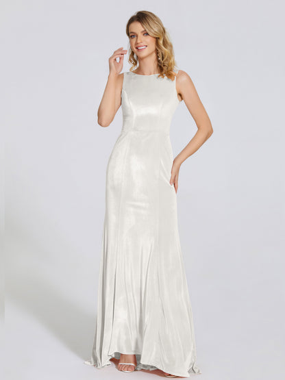 Rebecca Bateau Neck Velvet Trumpet Bridesmaid Dress