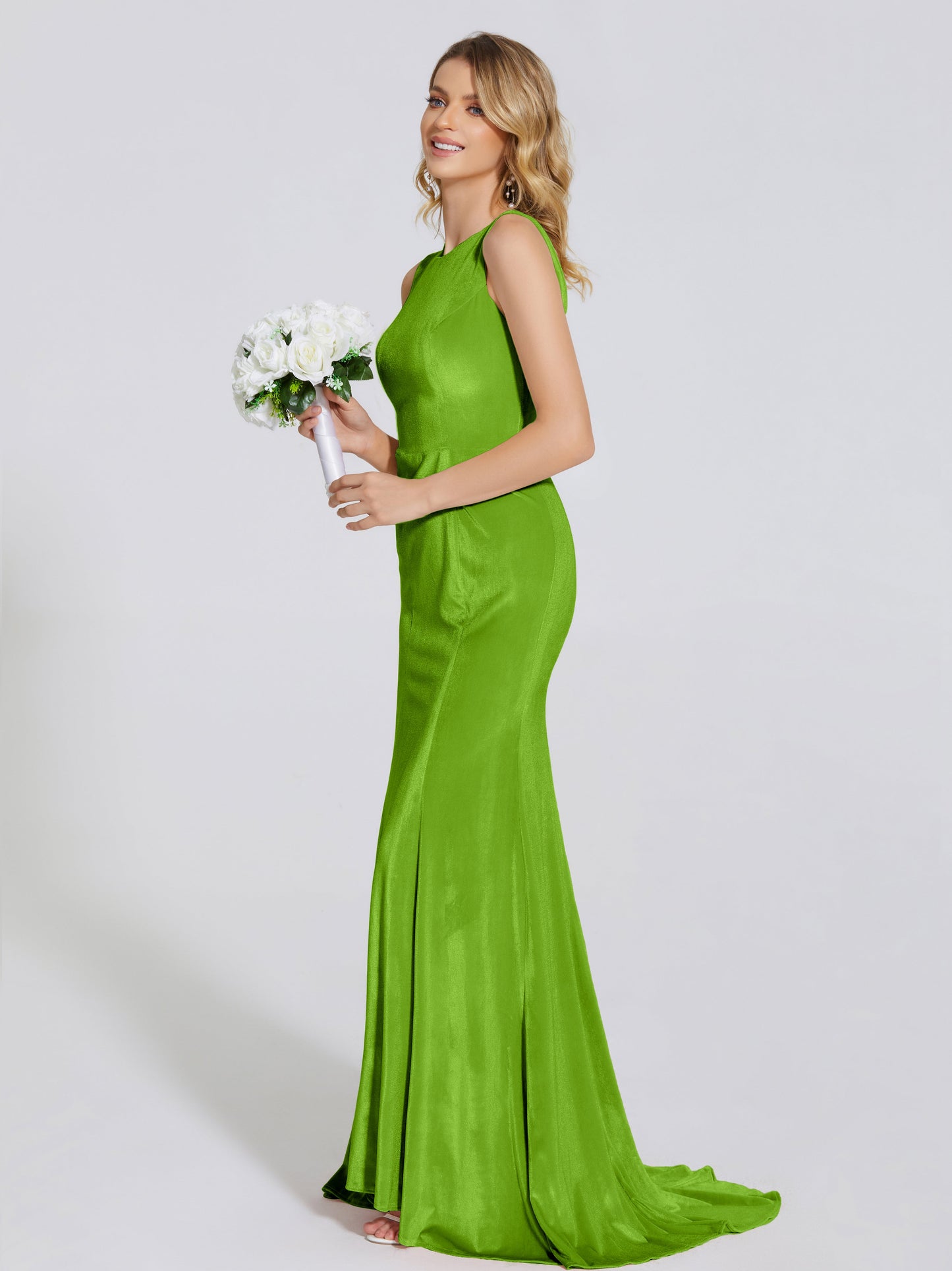 Rebecca Bateau Neck Velvet Trumpet Bridesmaid Dress