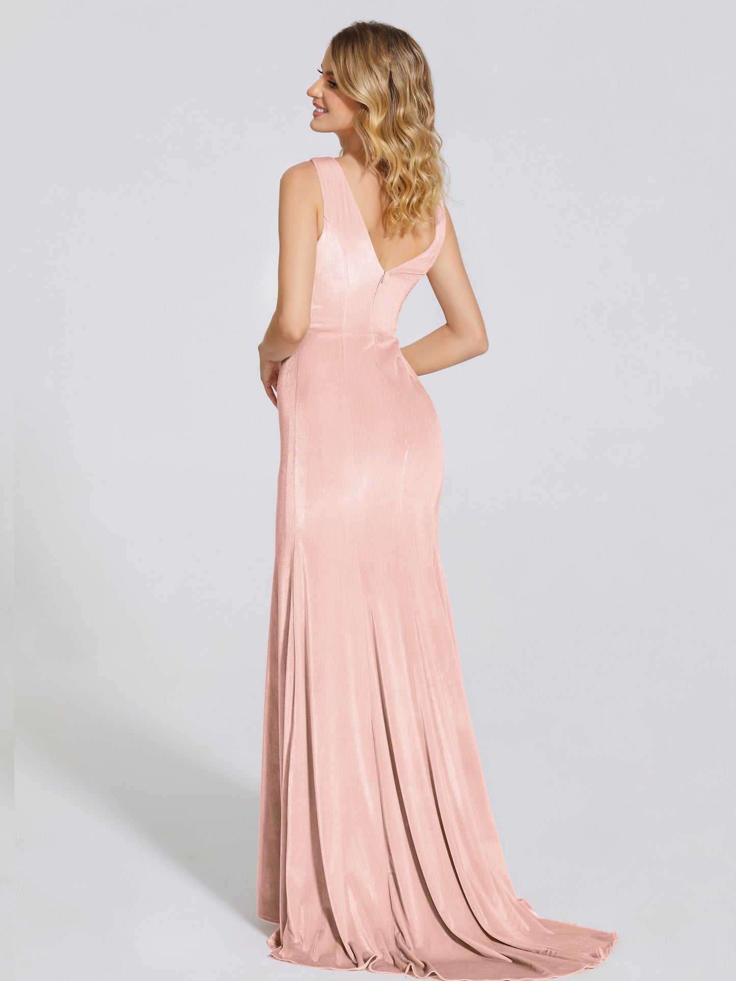 Rebecca Bateau Neck Velvet Trumpet Bridesmaid Dress