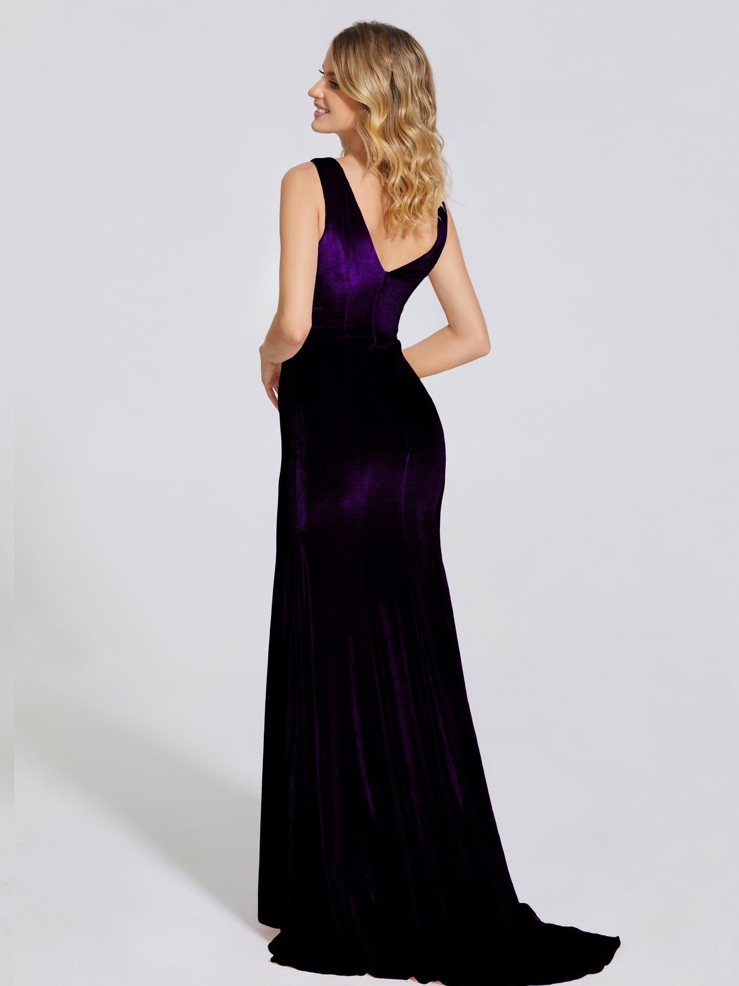 Rebecca Bateau Neck Velvet Trumpet Bridesmaid Dress