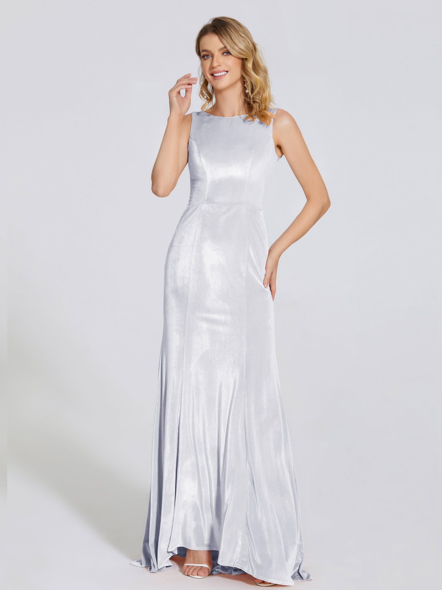 Rebecca Bateau Neck Velvet Trumpet Bridesmaid Dress