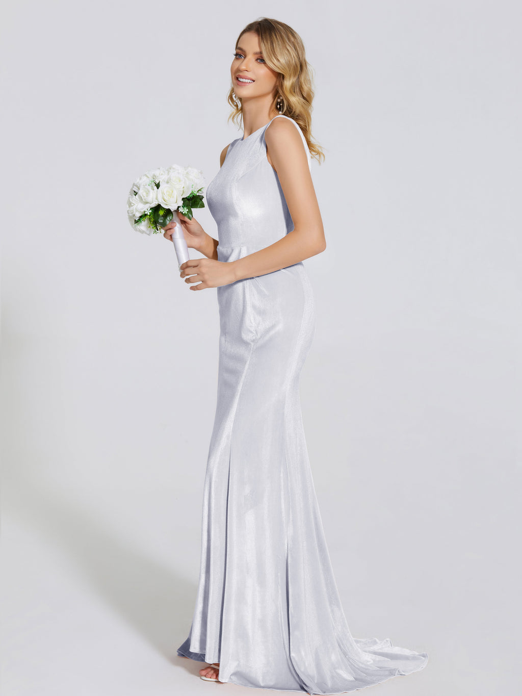 Rebecca Bateau Neck Velvet Trumpet Bridesmaid Dress