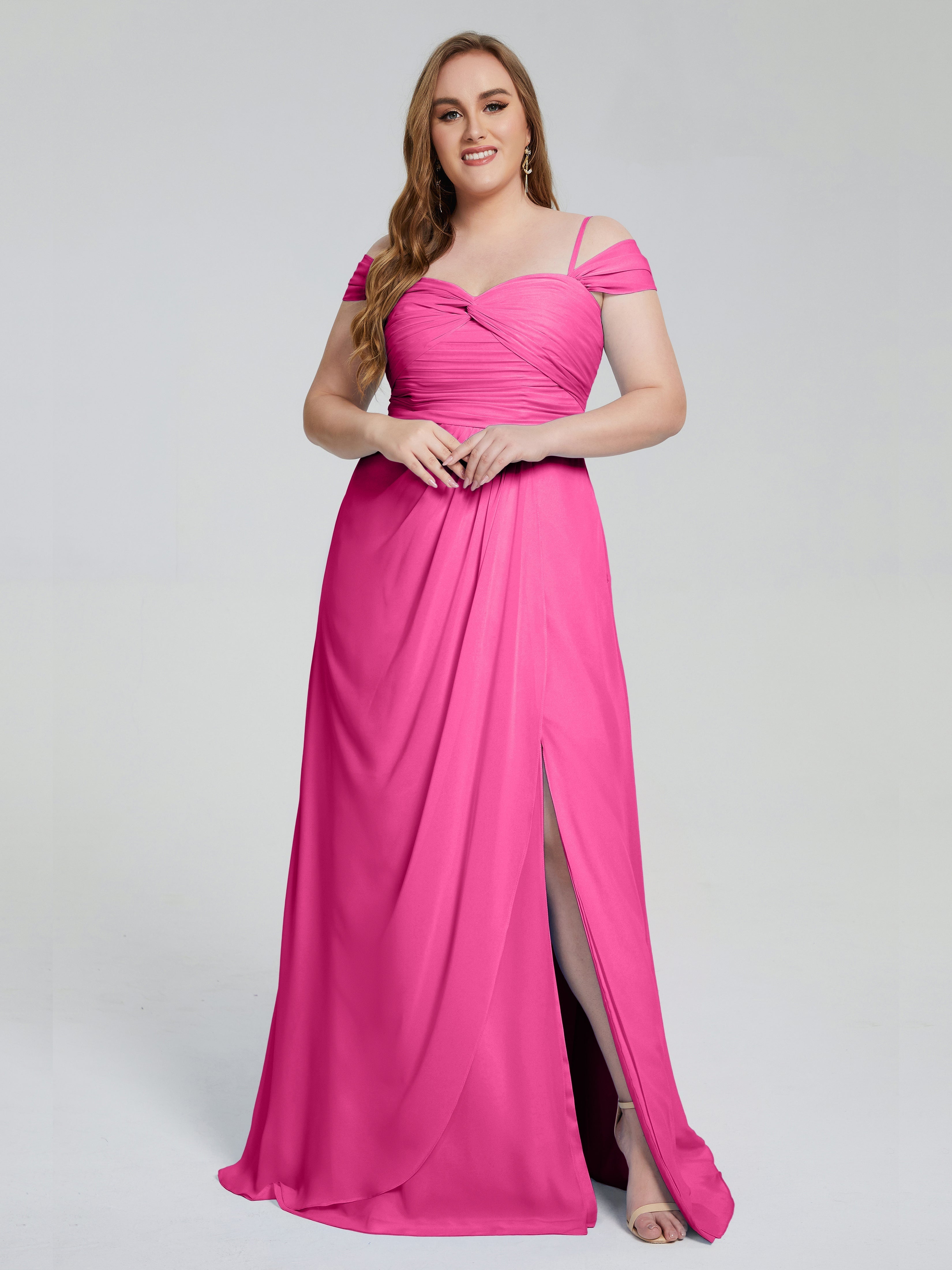 Catherine Elegant Straps Split Plus Size Bridesmaid Dresses