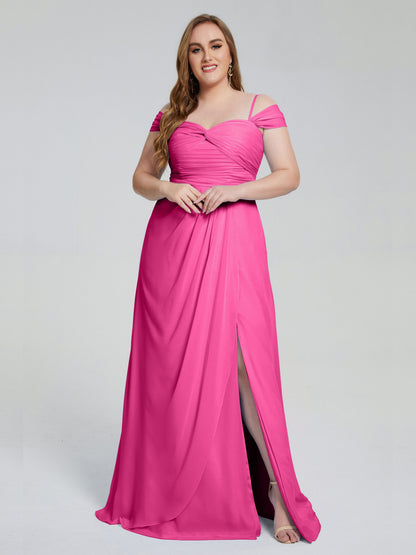 Catherine Elegant Straps Split Plus Size Bridesmaid Dresses