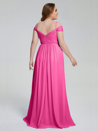 Catherine Elegant Straps Split Plus Size Bridesmaid Dresses