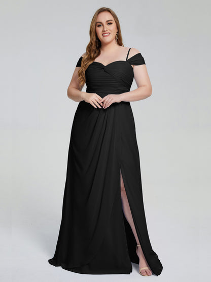 Catherine Elegant Straps Split Plus Size Bridesmaid Dresses