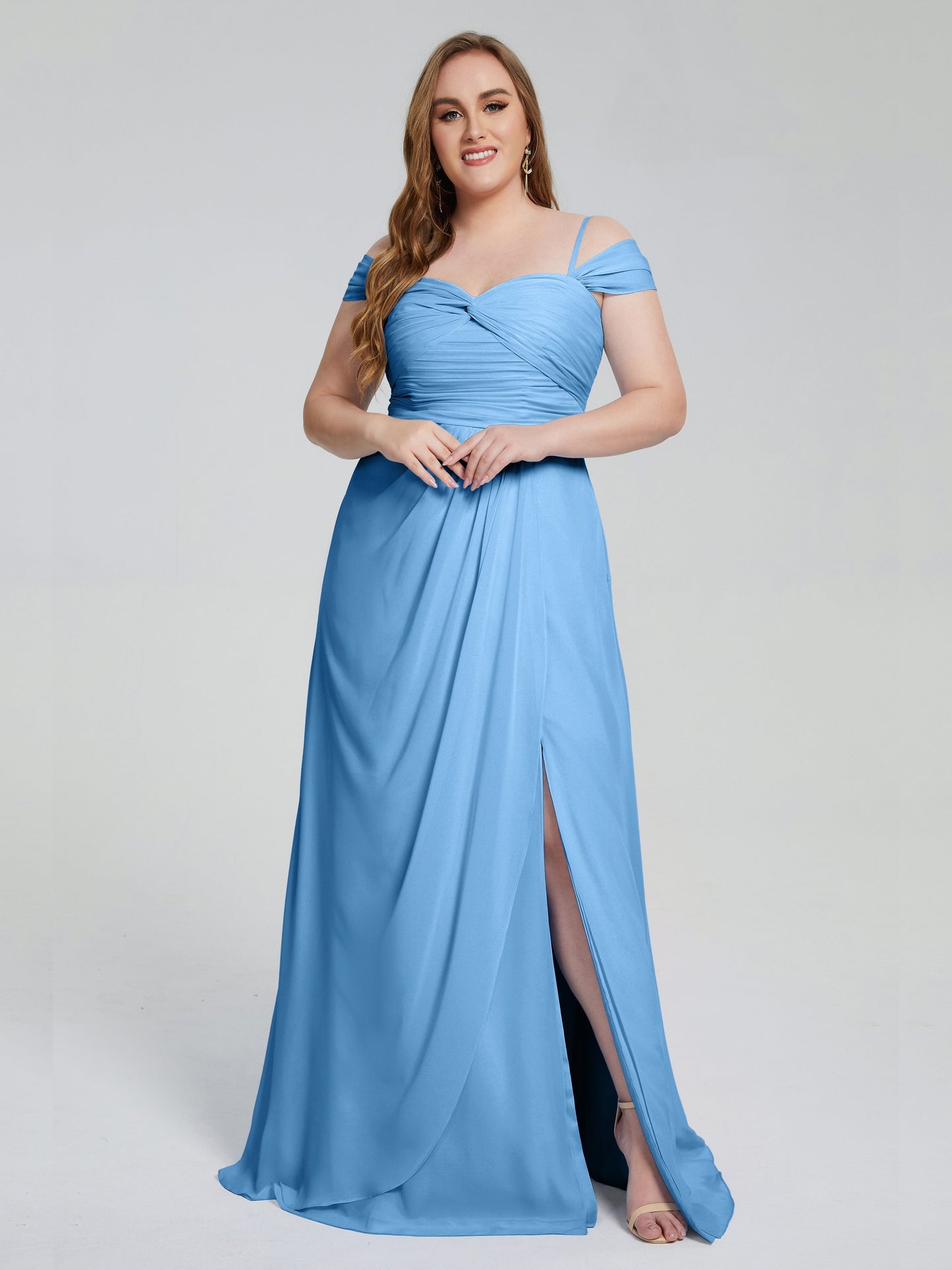 Catherine Elegant Straps Split Plus Size Bridesmaid Dresses