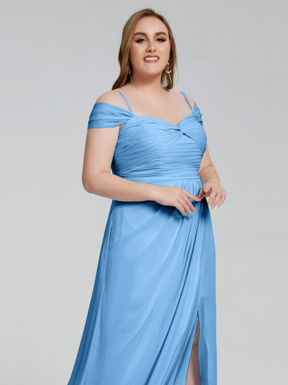 Catherine Elegant Straps Split Plus Size Bridesmaid Dresses
