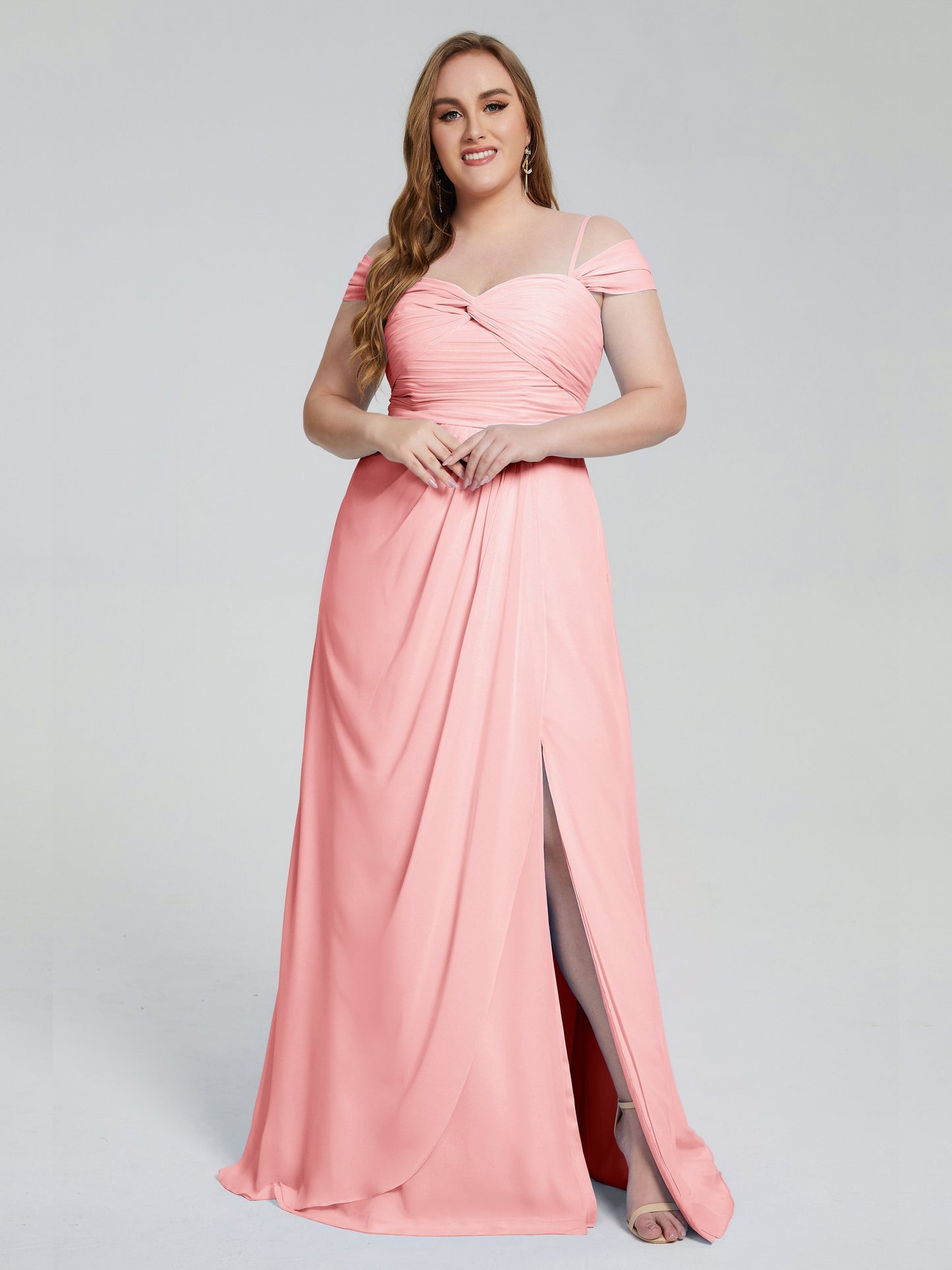 Catherine Elegant Straps Split Plus Size Bridesmaid Dresses