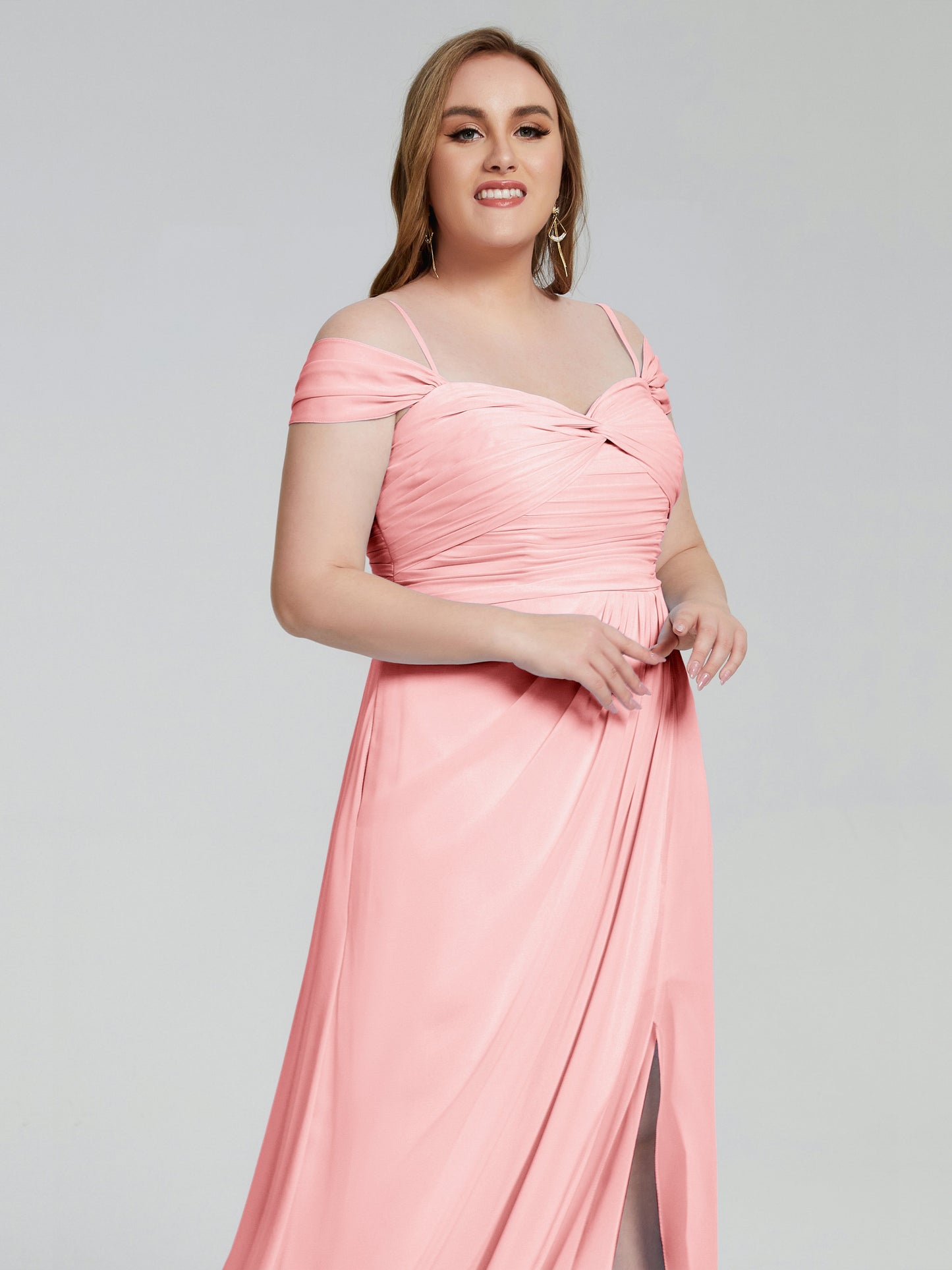 Catherine Elegant Straps Split Plus Size Bridesmaid Dresses