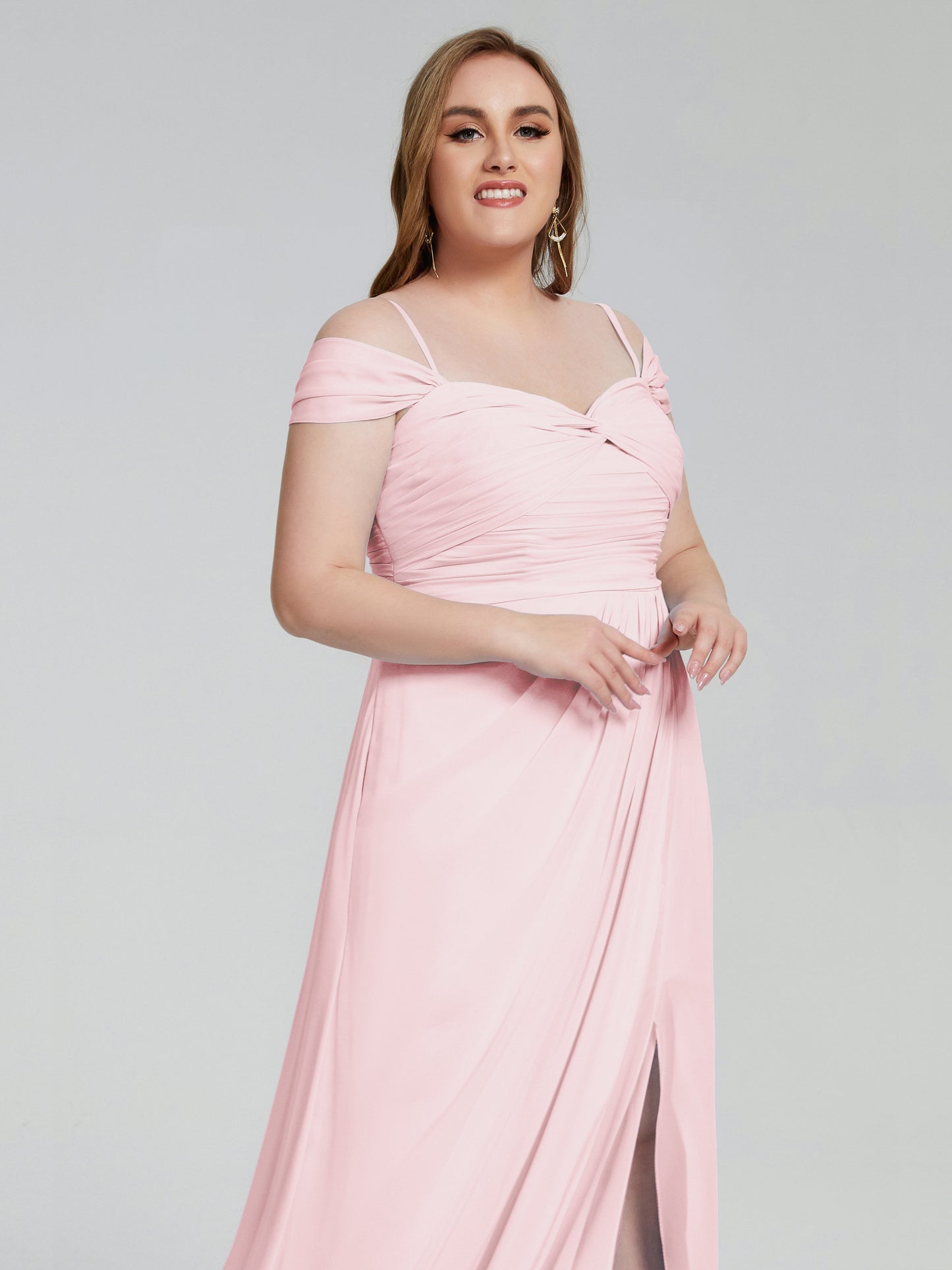Catherine Elegant Straps Split Plus Size Bridesmaid Dresses