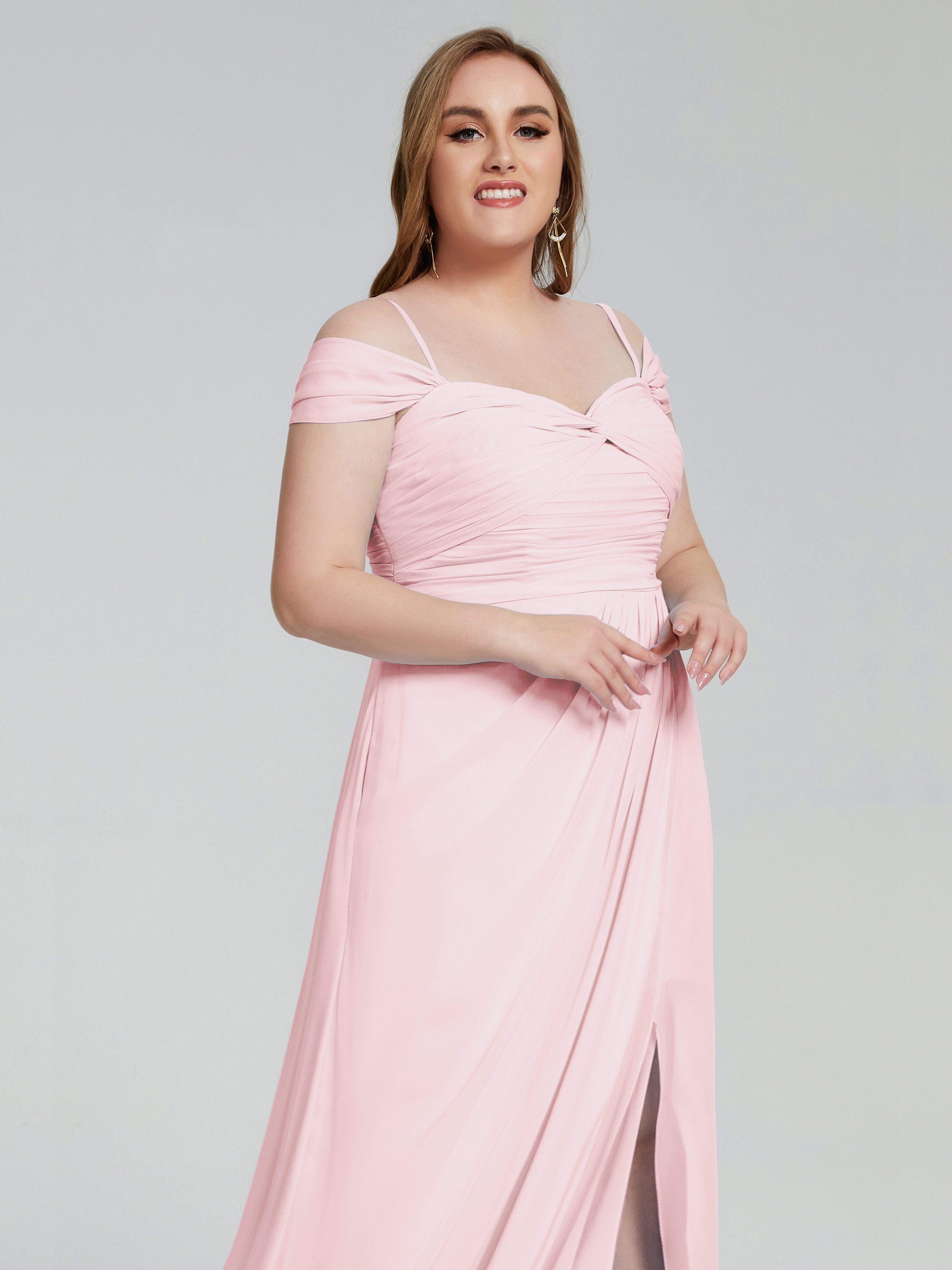 Catherine Elegant Straps Split Plus Size Bridesmaid Dresses