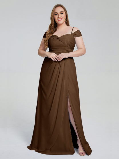 Catherine Elegant Straps Split Plus Size Bridesmaid Dresses