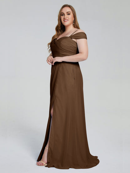 Catherine Elegant Straps Split Plus Size Bridesmaid Dresses