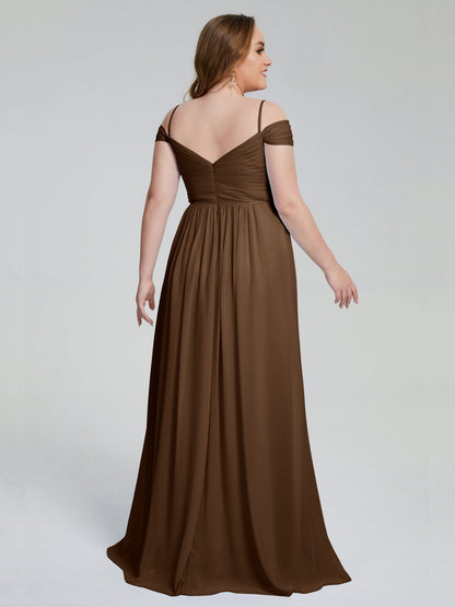 Catherine Elegant Straps Split Plus Size Bridesmaid Dresses
