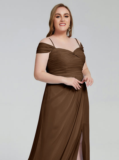 Catherine Elegant Straps Split Plus Size Bridesmaid Dresses