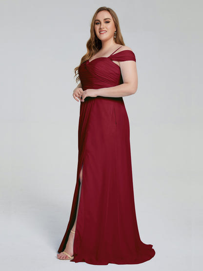 Catherine Elegant Straps Split Plus Size Bridesmaid Dresses
