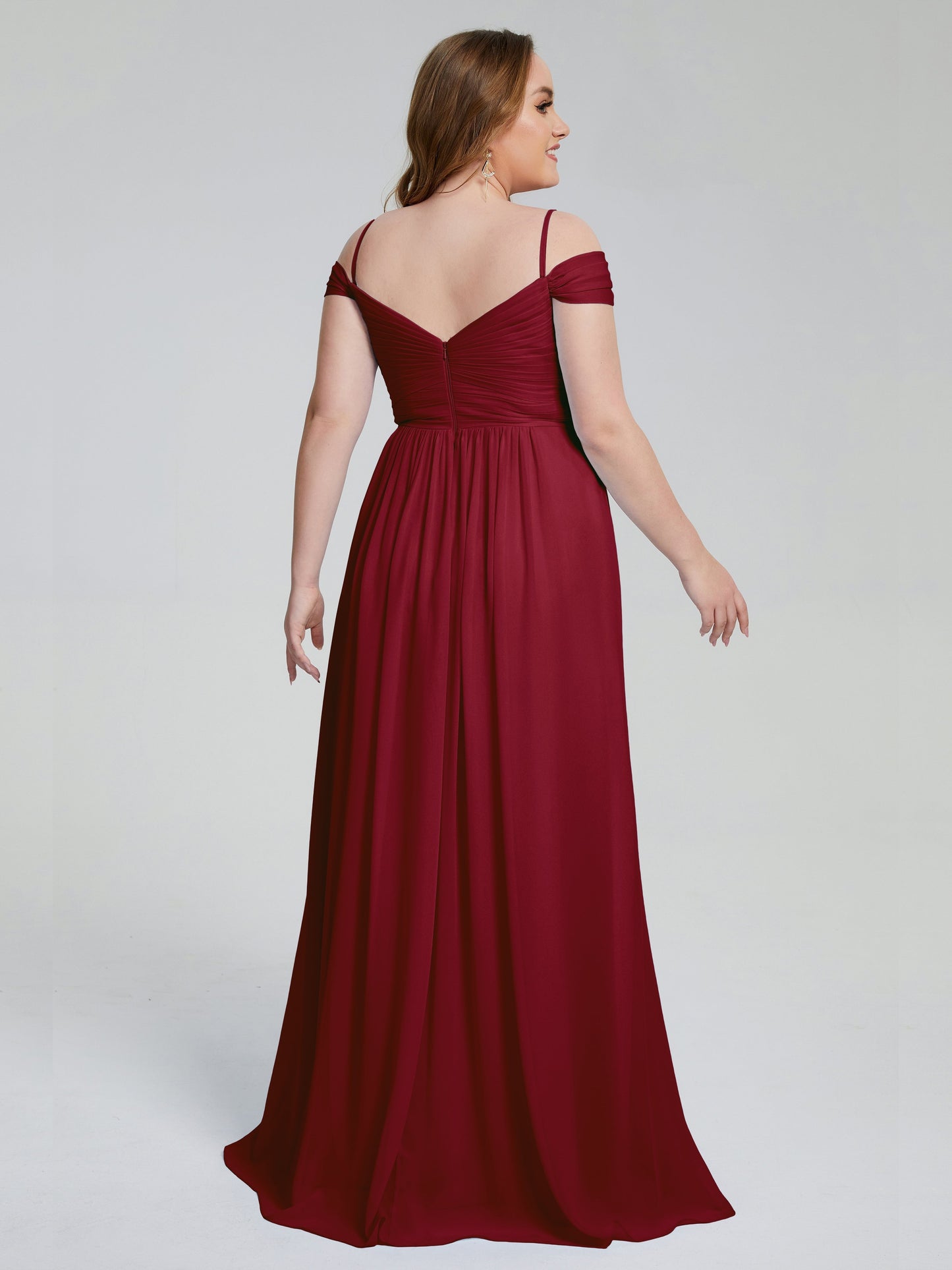 Catherine Elegant Straps Split Plus Size Bridesmaid Dresses