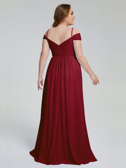 Catherine Elegant Straps Split Plus Size Bridesmaid Dresses