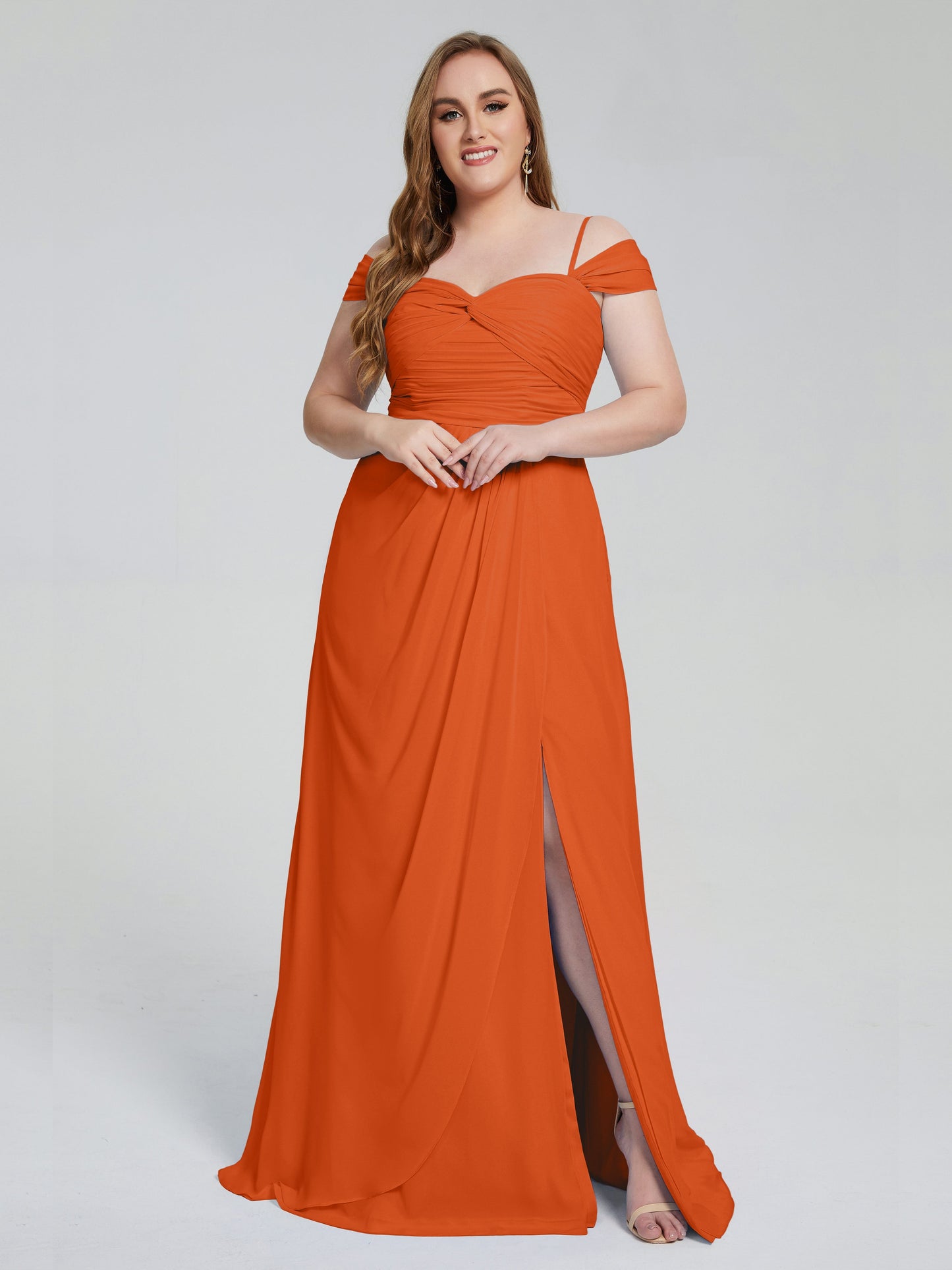 Catherine Elegant Straps Split Plus Size Bridesmaid Dresses