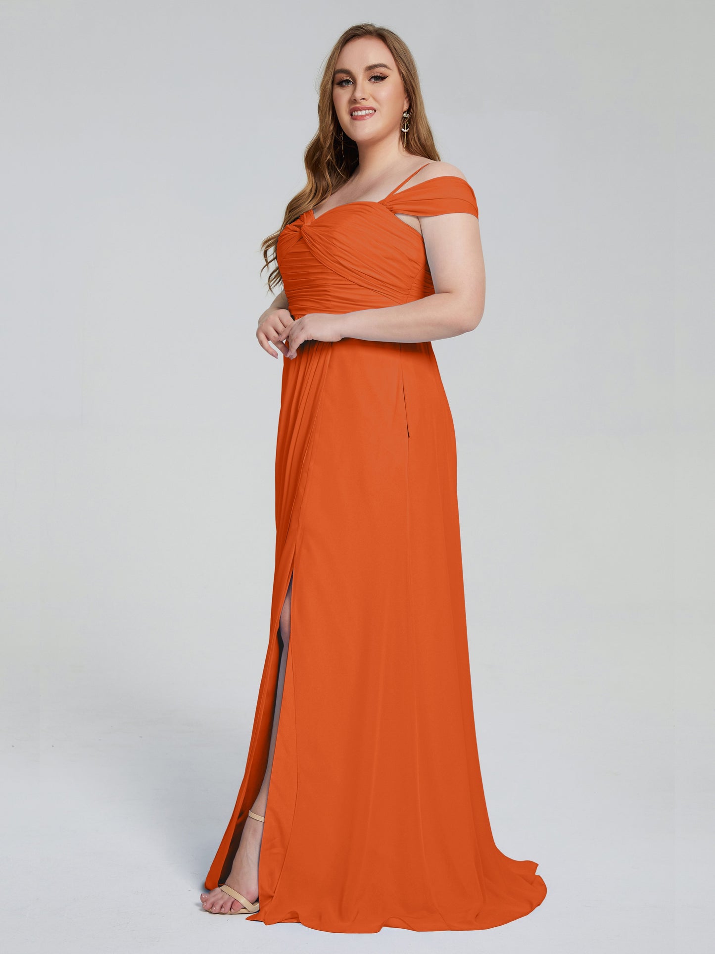 Catherine Elegant Straps Split Plus Size Bridesmaid Dresses