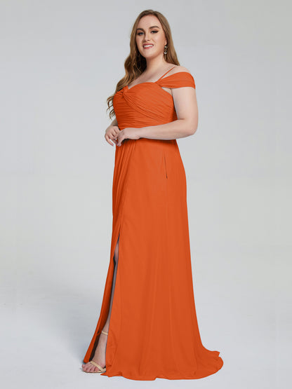 Catherine Elegant Straps Split Plus Size Bridesmaid Dresses