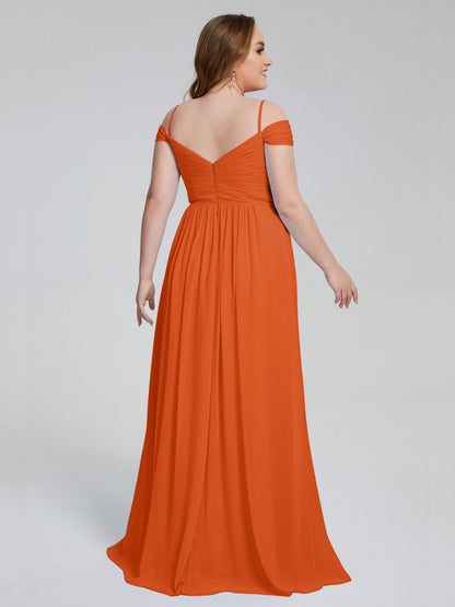Catherine Elegant Straps Split Plus Size Bridesmaid Dresses