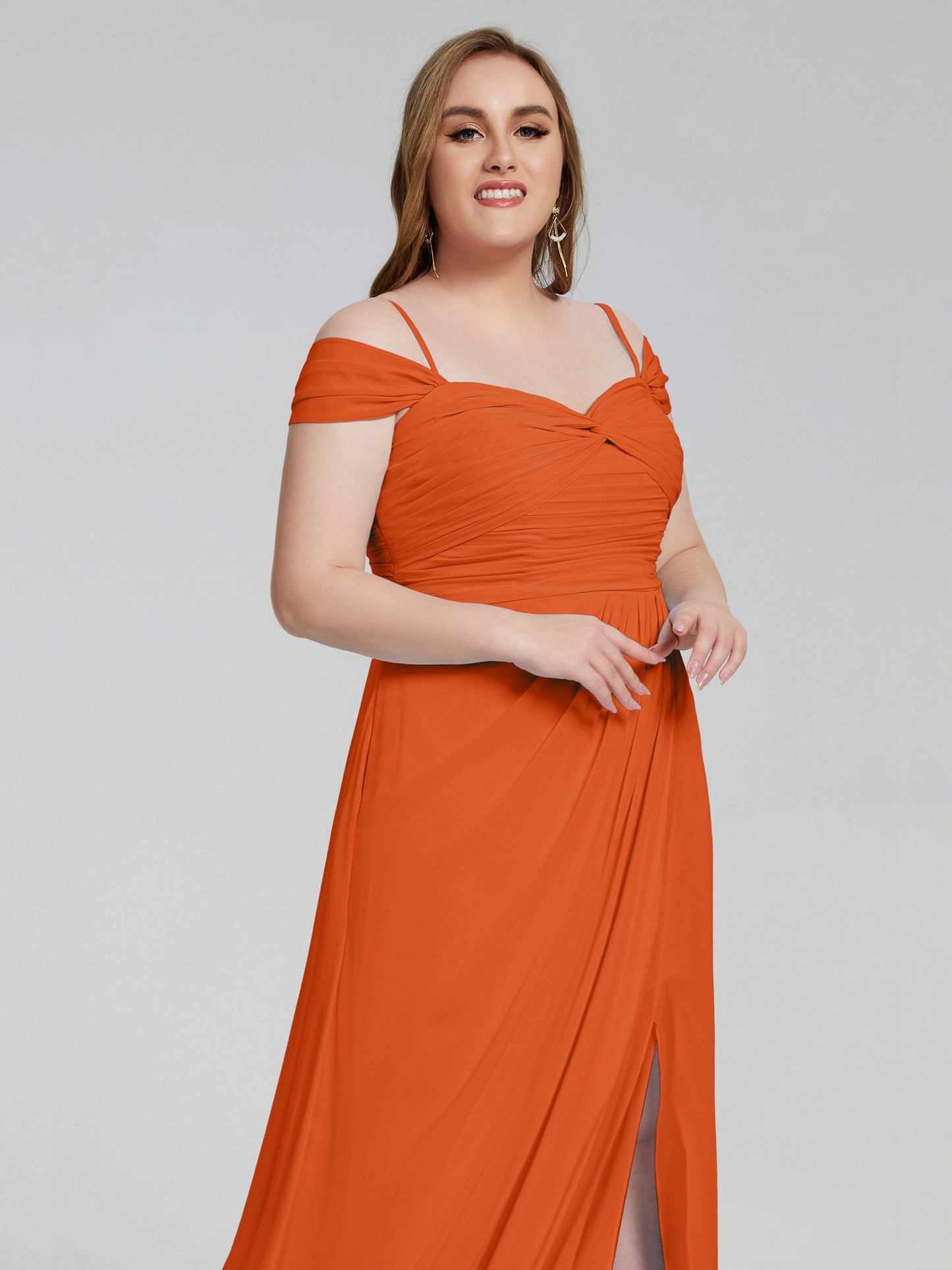 Catherine Elegant Straps Split Plus Size Bridesmaid Dresses
