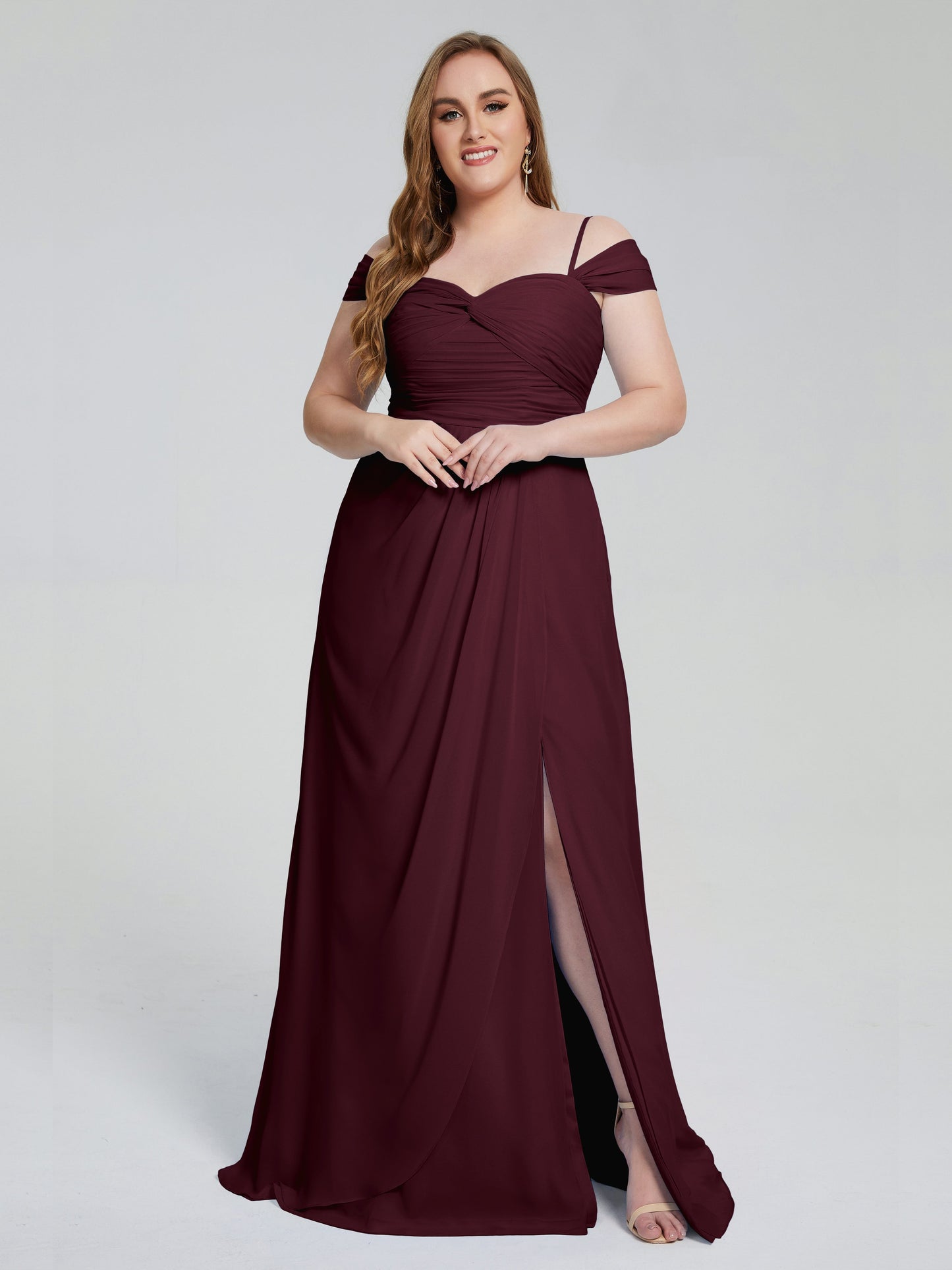 Catherine Elegant Straps Split Plus Size Bridesmaid Dresses