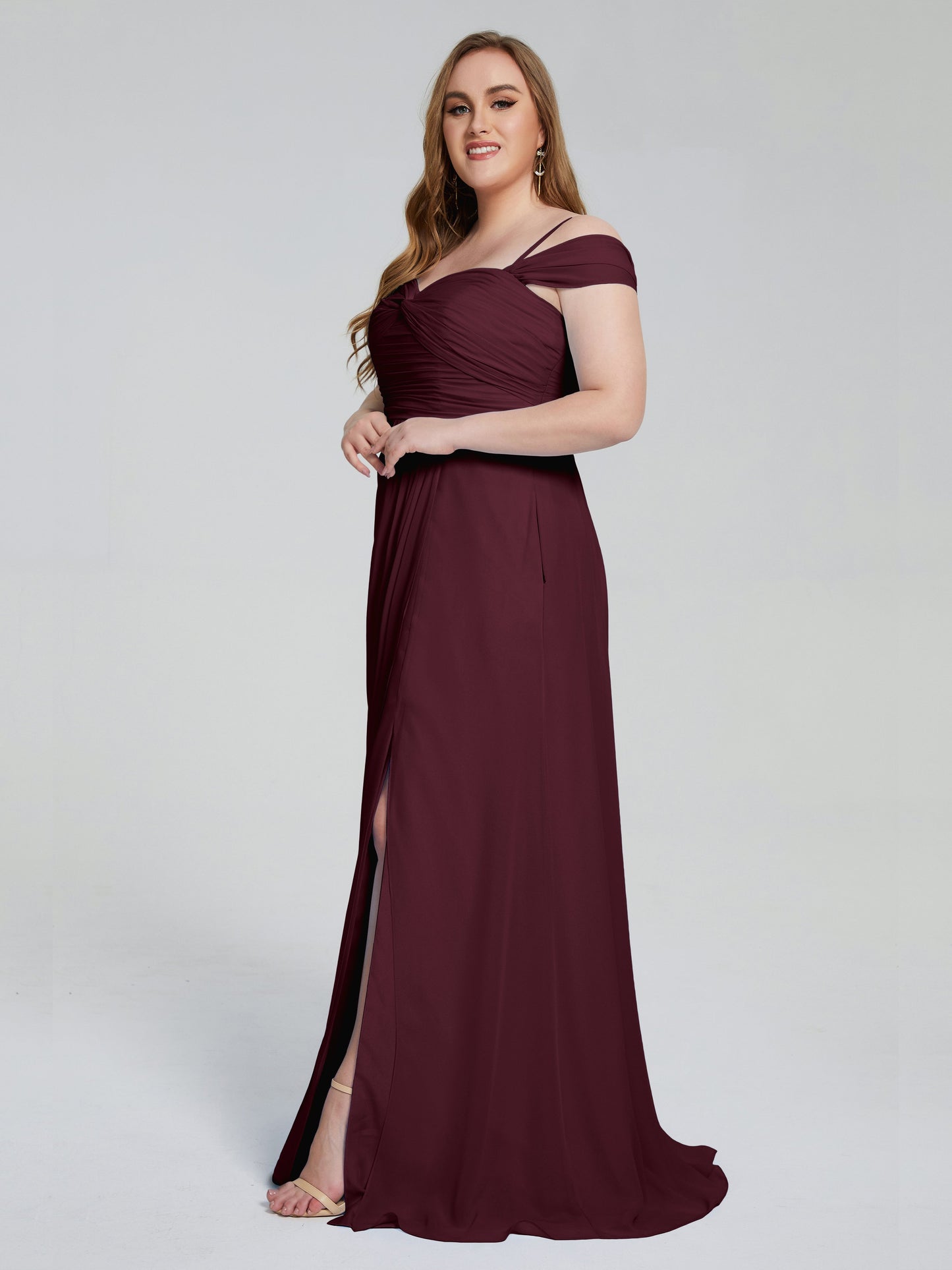 Catherine Elegant Straps Split Plus Size Bridesmaid Dresses